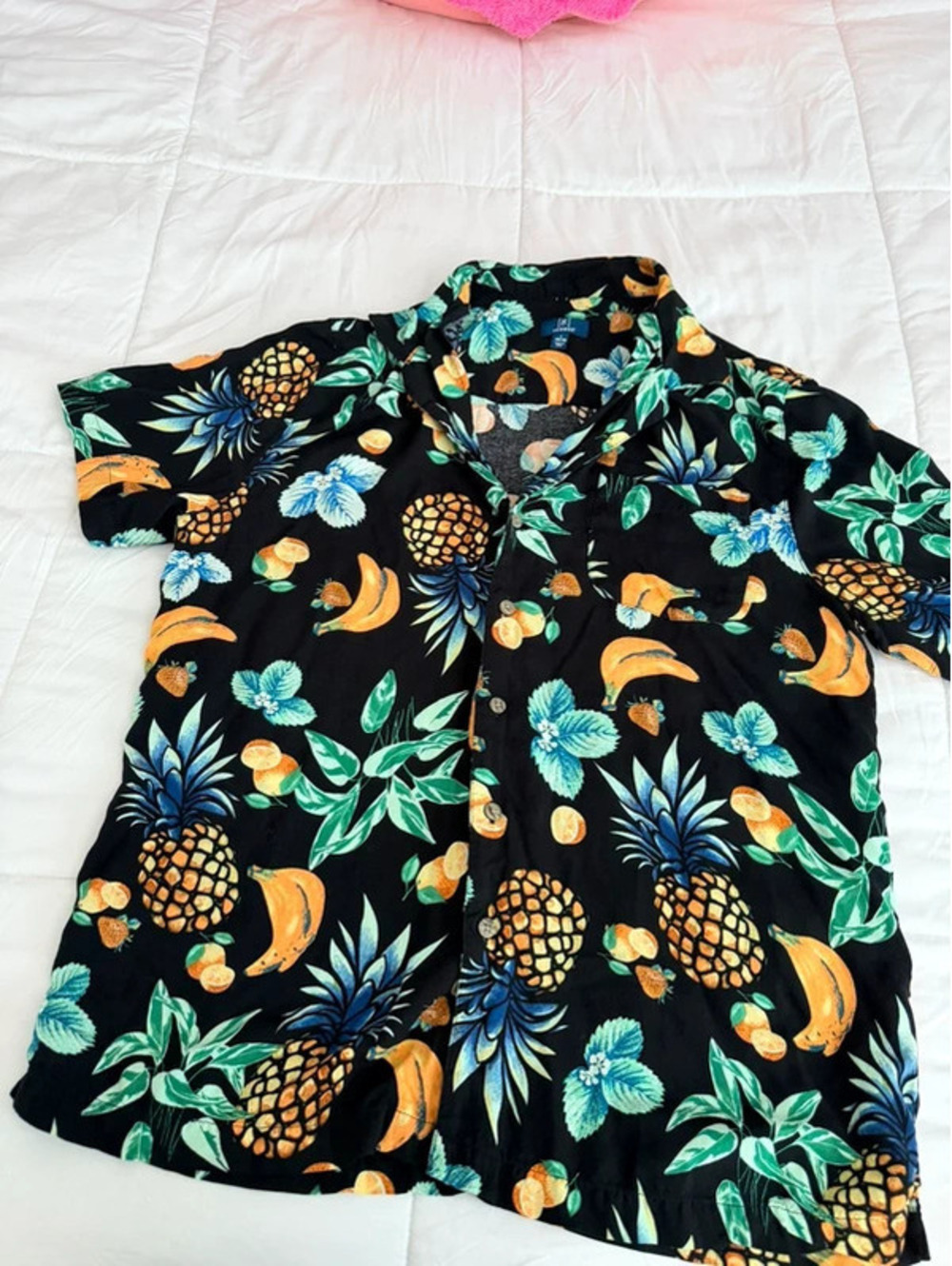 George black button-up shirt with pineapple,